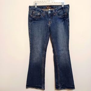 BEBE Kayla Pegasus Embroidered Denim Jeans Sz 31